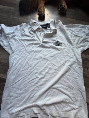 Vintage Guinness Draught White Polo Shirt Mens Medium Official Merchandise